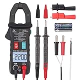 Pinza Amperimétrica Digital 600A DC/AC Multimetro Amperimetro 6000 Cuentas TRMS Auto NCV Voltaje y Corriente CA/CC Capacitancia Resistencia Diodo Frecuencia Temperatura con Pinzas de Cocodrilo 10A