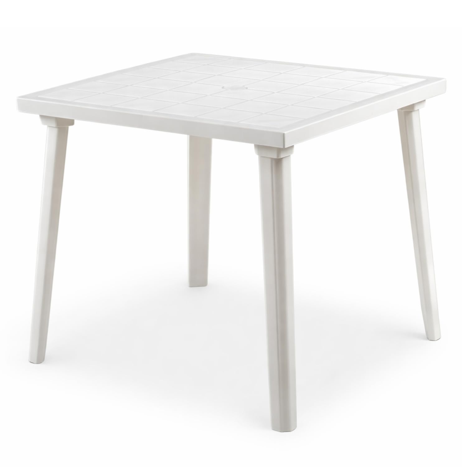 PALUPLUS Tavolo Quadrato da Giardino in Plastica colore Bianco, Misura 80x80x72 cm, Tavolino con 4 Gambe in Polipropilene, Arredo per Esterno, Terrazzo, Balcone, Patio, Made Italy -WEEK595F -5,5