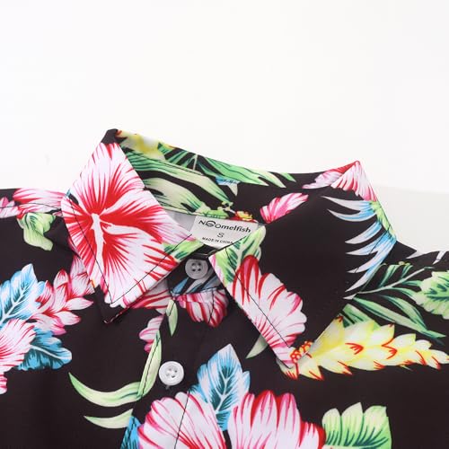 Noomelfish Girls Tie Front Hawaiian Shirt Summer Floral Tropic Short Sleeve Button Down Tops (5-12 Years)4