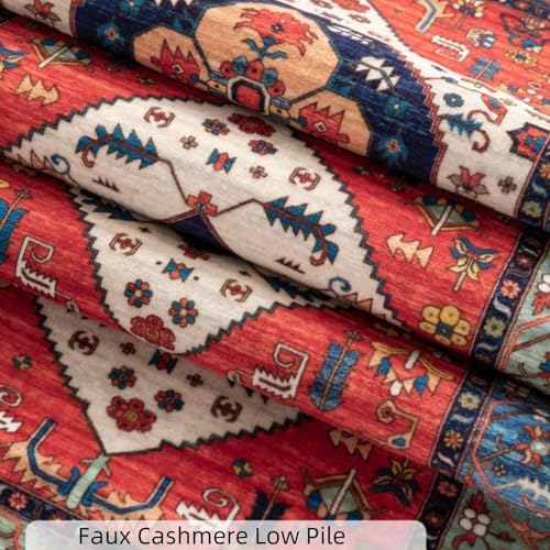 Alfombra de salón roja 100x200 estilo retro para pie de cama y vestidor 4
