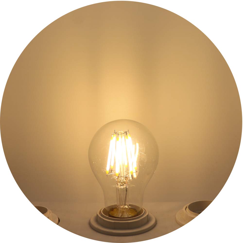 6W Bombillas de Filamento A60 Estandar E27,No regulable,Edison LED Retro filamento bombilla 2700K Blanco cálido Luz (18 pack)