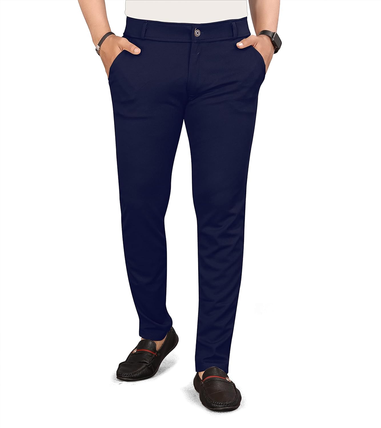 bhikadiya Men's Ankle Length Straight Pant, Men Slim Fit Black Blend Formal Trousers Pants | Stylish Men's Wear Trousers for Office or Party, Casual Trousers Pants-picture-25