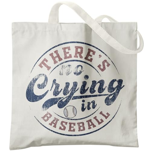 Veqzc Baseball Gifts Tote Bag Baseball Mom Gifts Gifts for Baseball Players Lovers Baseball Fans Gifts Theres No Crying in Baseball Canvas Tote Bag for Women Reusable Grocery Bags Shopping Bags