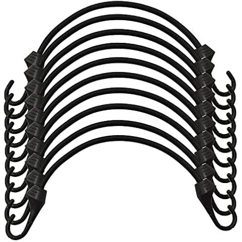 Joneaz Small Bungee Cords with Hooks 6 inch, 10-Piece, UV Resistant, 5 mm Diameter Elastic Bungee Cord… Cover