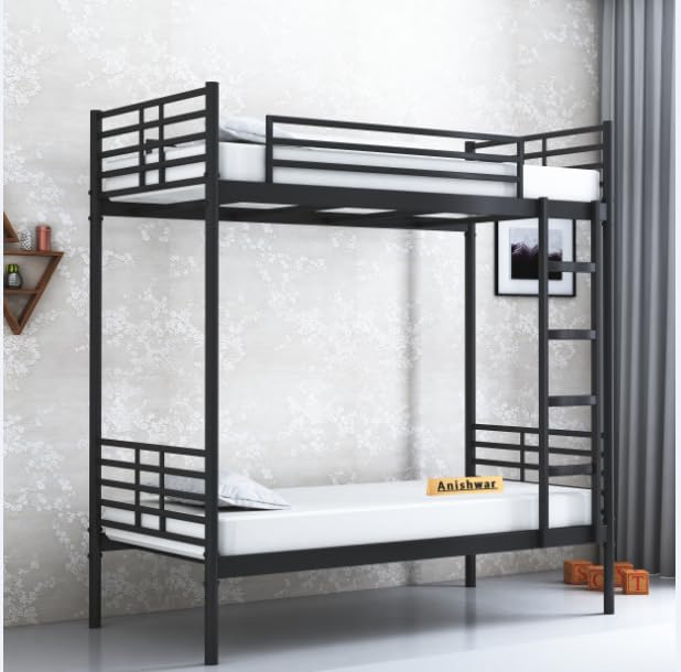 ANISHWAR Blasen Metal Frame Bed Wrought Iron Bunk Bed for Kids Room