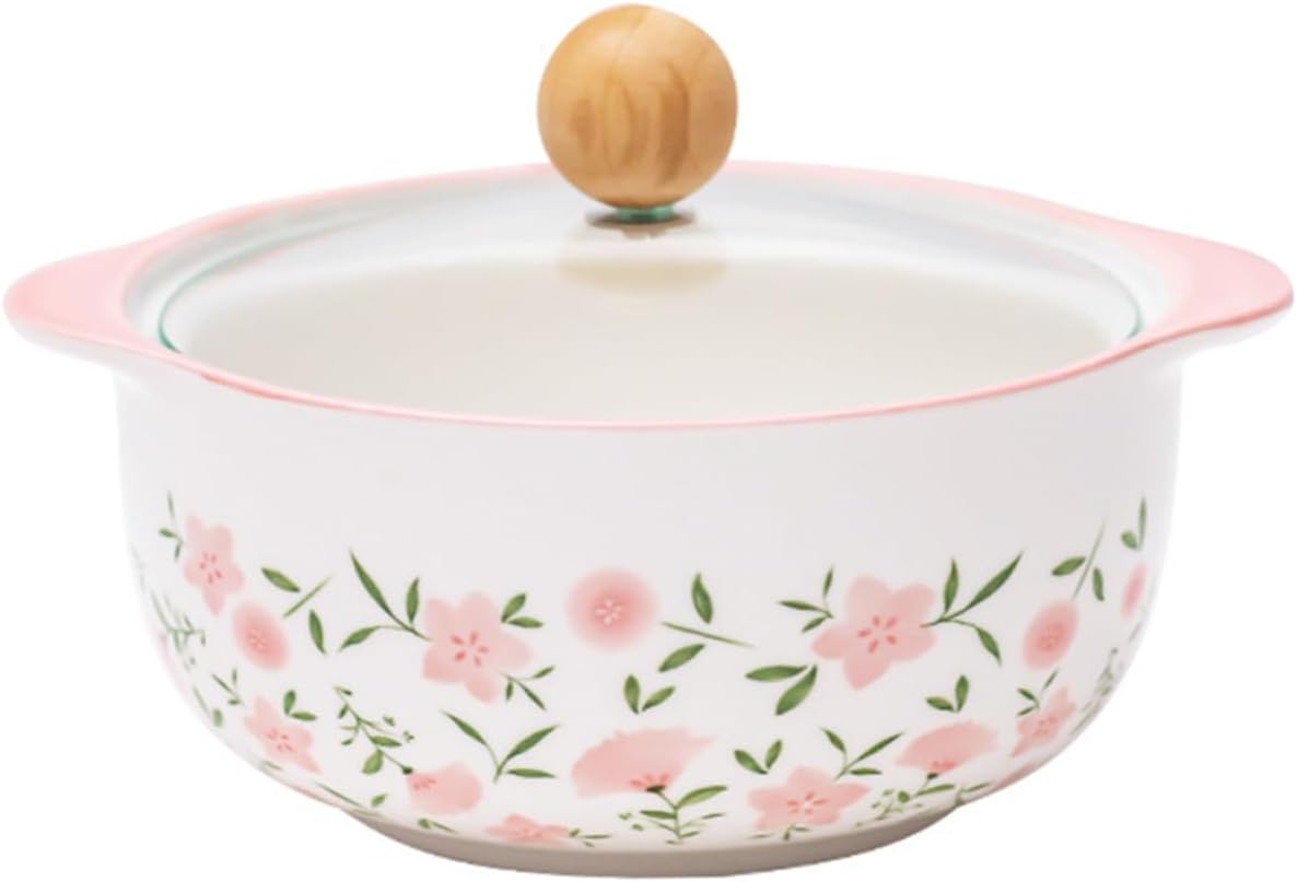 Ceramic Ramen Bowl with Lid Microwave and Dishwasher Safe for Noodles Soup and Rice Delicate Design for Everyday Use Reusable Kitchenware