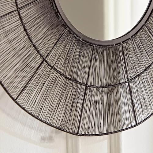 Image of Artemade Iron Iron Framed Decorative Wall Mounted Round Hanging Mirror Vintage Modern Art Mirror for Living Room, Home Decor