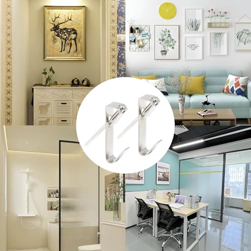 Image of 30 Pack 50LB Heavy Duty Picture Hangers with Nails,Frame Hooks Picture Hangers,Wooden Wall Painting Hangers Hooks and Nails for Mirror, Photo,Clock(Silver)