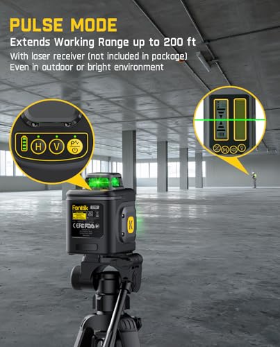 Fanttik D5 Laser Level 360°, Self-Leveling Green Cross Line Laser 100 ft, 4000 mAh Rechargeable Battery, Magnetic Bracket, for Picture Hanging and Renovation