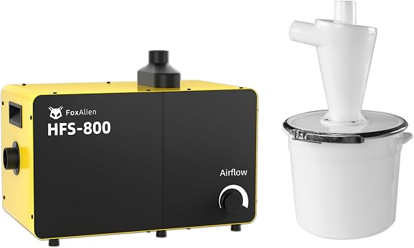 FoxAlien 800W Desktop Dust Collector HFS-800, Powerful Vacuum System with Cyclone Separator, HEPA & Carbon Air Filtration for Woodworking and Acrylic Cutting, Adjustable Airflow, 110V