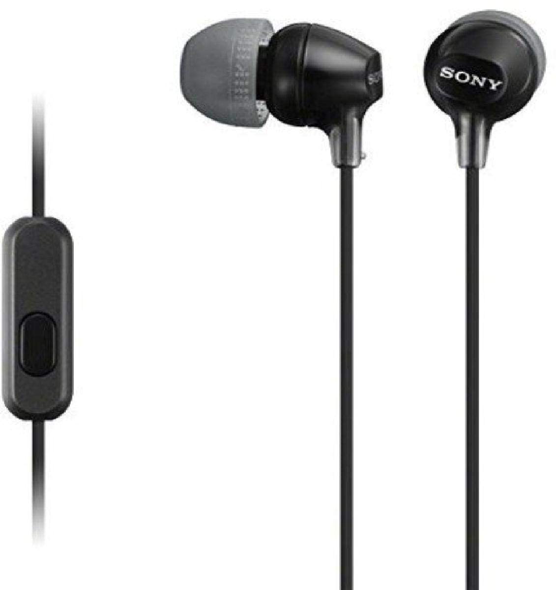 Sony MDREX15AP In-Ear Earbud Headphones with Mic, Black (MDREX15AP/B) - With Mic Black Standard Packaging