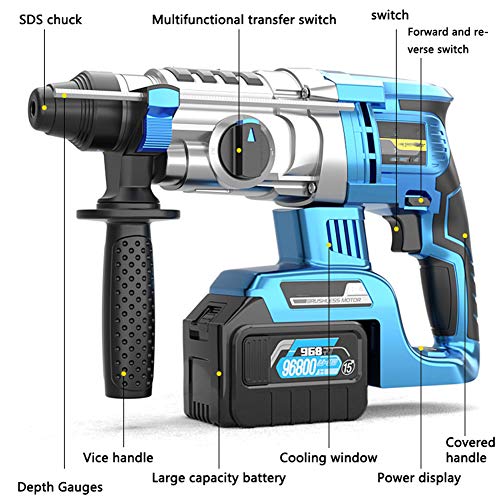 QHYXT Akku-Bohrhammer, industrieller Lithium-Akku-Hammer, bürstenloser Hochleistungsmotor, kabellose Rückhaltung… – Bild 8