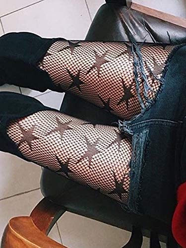 Fishnet Das Mulheres,Baugger Sexy Women Fishnet Pantyhose Estrelas Padrão Meias Meias Pentagram Body