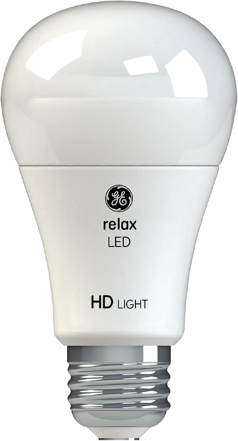 GE Lighting Relax HD A19 General Purpose LED Light Bulb, 60-Watt Replacement, Soft White, Medium Base, Dimmable, 2-Pack