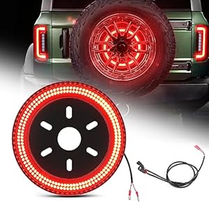 CAFOPAR Spare Tire Brake Light Compatible with Ford Bronco 2/4 Door 2021 2022 2023 2024, Plug and Play 4th Third Brake Light Rear LED Ring Wheel Light, Red