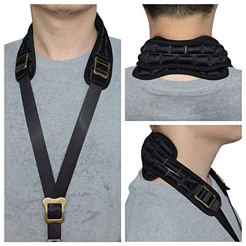 adorence padded saxophone neck strap - comfortable sax strap with breathable removable amp washable padded neck cushion - h04 black