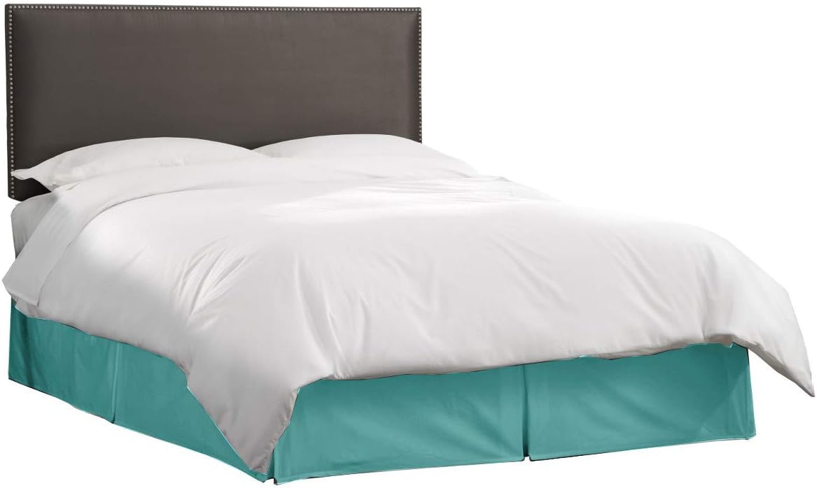 FABRICART Stiff Suede BEDSKIRT | dust Ruffle | Bed Valance | Chic Look | Modern bedrooms (Ocean Blue, King :78"X80" + Drop 24)