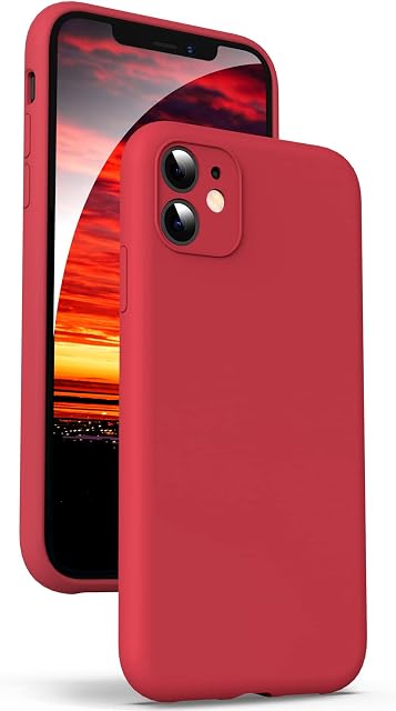 Supdeal Liquid Silicone Case for iPhone 11, [Camera Protection] [Anti Fingerprint] [Wireless Charging] 4 Layer Phone Case Protective Cover, Built-in Microfiber Round Edge Case, 6.1", Red