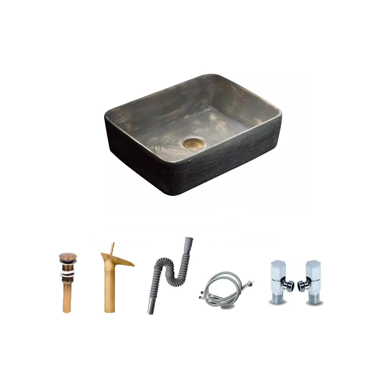 ASerZenith Bathroom Sink Vessel Creative Bathroom Retro Washbasin Balcony Ceramic Above Counter Basin Wash Basin Single Basin Household Basin Vessel Sink(One Color-B)