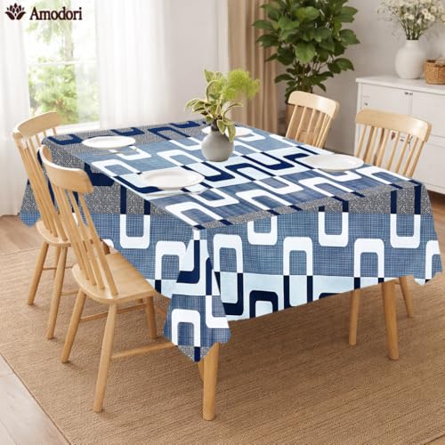 Image of Waterproof Dining Table Cover | PVC Table Protector | Dustproof Spill Proof Cover for Home & Kitchen (geometric-16, 40x60 Inches (4 Seater))