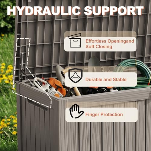 EFU Outdoor Storage Box 260 Gallon Deck Box, Waterproof Resin, Grey - Image 5
