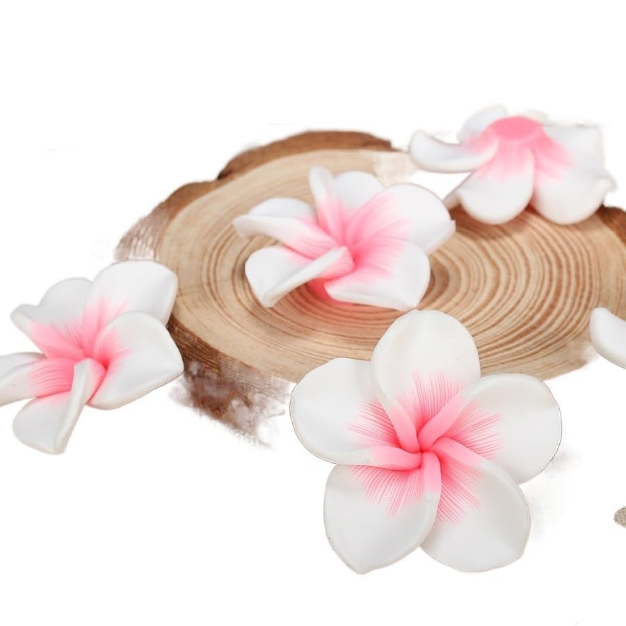 10 pièces/lots 35 mm argile polymère plumeria fleurs de frangipanier perles pour bricolage, boucles d'oreilles hawaïennes, collier, bijoux de vacances, fabrication artisanale (couleur : blanc et jaune 10 pièces/lots 35 mm argile polymère plumeria fleurs de frangipanier perles pour bricolage, boucles d'oreilles hawaïennes, collier, bijoux de vacances, fabrication artisanale (couleur : blanc et jaune