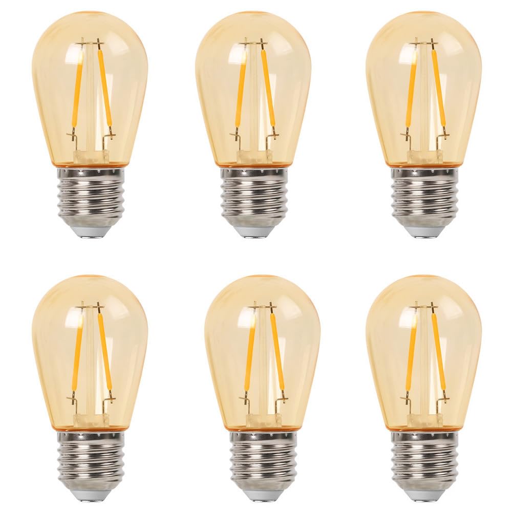 6 Szt S14 E27 2W 220V LED Żarówka Do Domu Salon Sklep Plastik Do Oświetlenia Zewnętrznego Ciepła Biała Żarówka Vintage