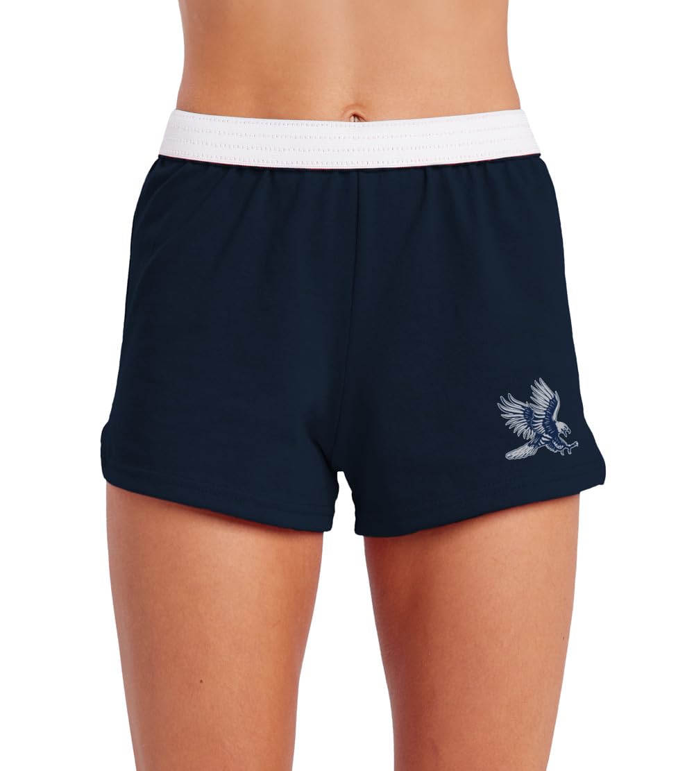 Campus LabOfficial Collegiate Primary Logo - Team Color Womens Soffe Short, Elastic Fold Over Waist Shorts, Junior Fit