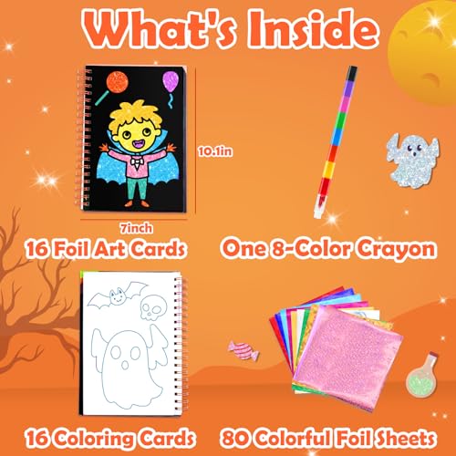 Image of FUNNYB&G Foil Art Craft Activity for Kids - Halloween Crafts Gift Party Favors for Kids Trick or Treat Goodie Bag Stuffer Fillers Gifts Toy for Girls Boys 4 5 6 7 8 9 Years Old(Halloween)