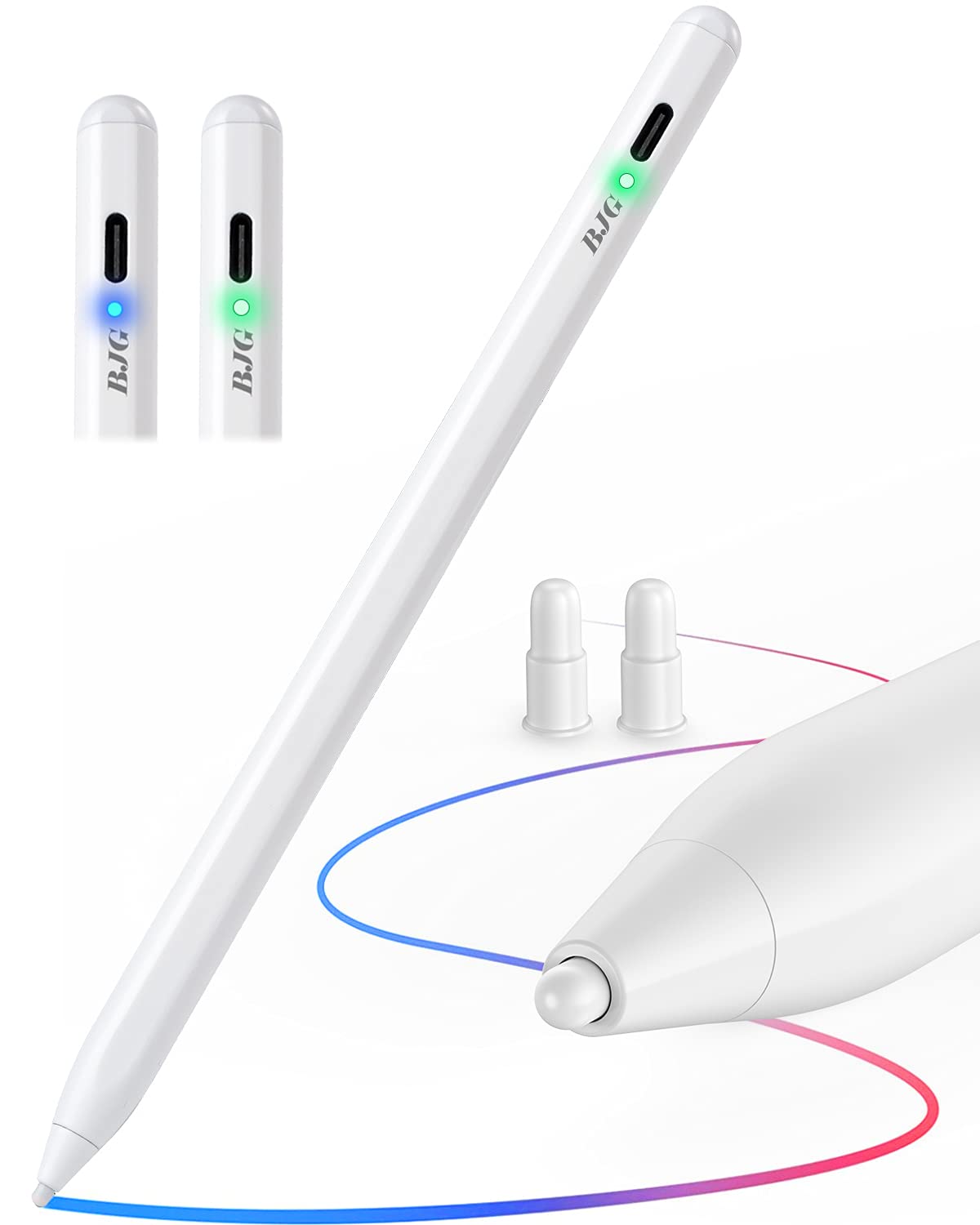 iPad Pencil with Palm Rejection,BJG Stylus Pen for Touch Screens for High Precision Writing/Drawing, Compatible with (2018-2021) Apple iPad Pro, iPad 6/7/8th Gen/ipad 3rd/4th, iPad Mini 5th Gen