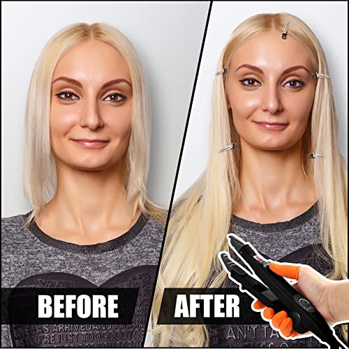 Lanties Hair Extensions Iron Fusion Keratin Hair Extensions Heat Tool Heat Connector Wand with Fusion Glue Protector Template Hair Clip Finger Protector 2 Bag Keratin Glue Granule Bead(Black)