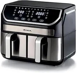 Ariete 4625 - Fritadeira Air Fryer Dual 9L - 11 programas predefinidos, cesto duplo, tecnologia Rapid Air, temperatura de 80 ° C-200 ° C - 110V