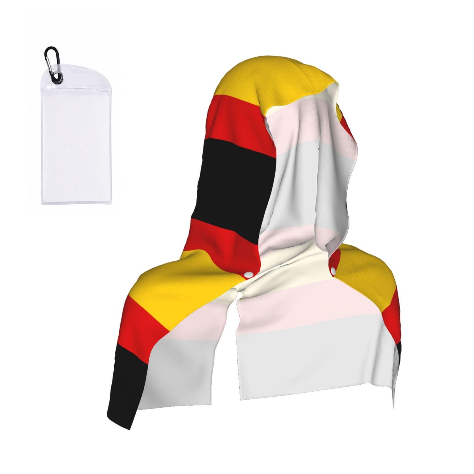 DUWAA German Flag Print Reusable Hoodie Cooling Neck Wrap, Hot Weather Outdoor Sports Workout Head Towel For Stay Chill