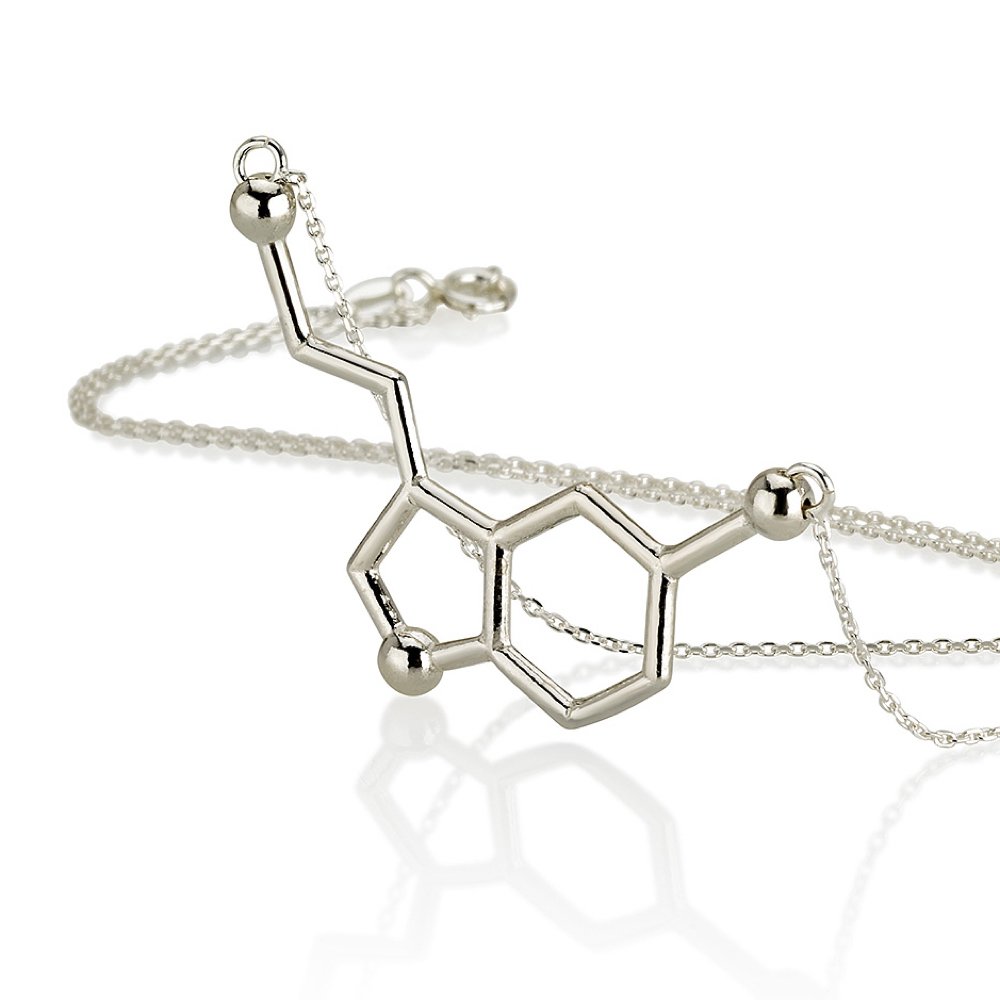 Serotonin Necklace, Serotonin Pendant, Molecule Necklace, Chemistry Necklace