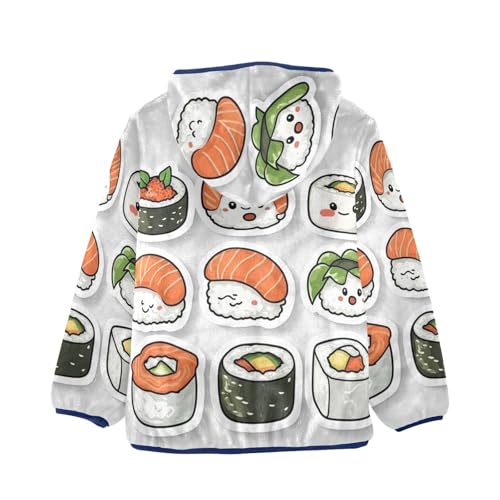 Kawaii Sushi Girls Fleece Jacket Girls Fall Jacket Girls Zip Up Hoodie Girls Sherpa Jacket 2-10T2