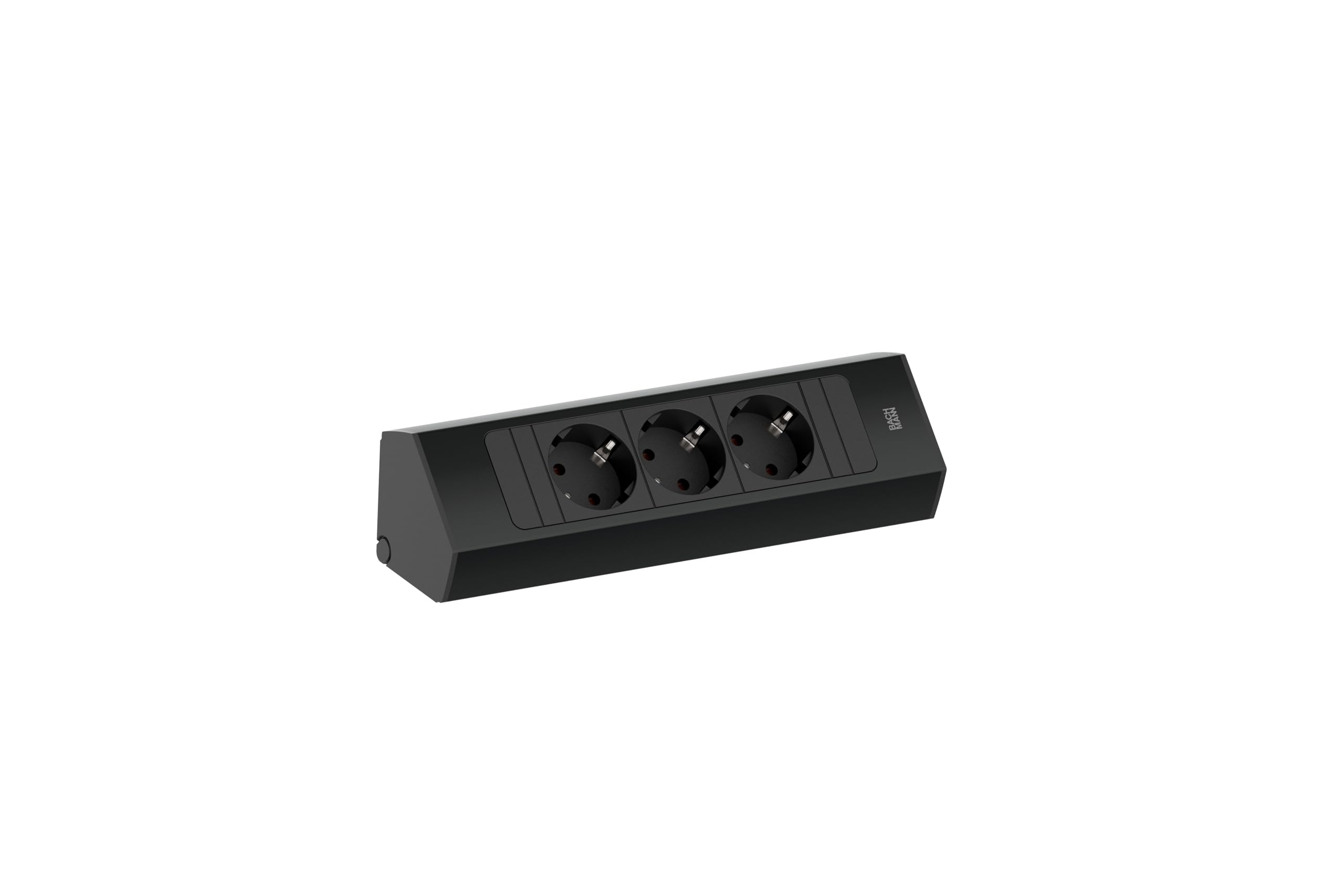 BACHMANN Regleta Casia 2 de 3 enchufes con Cable de 2 m para Montaje en Pared y Esquina en Cocina y Oficina, Color Negro 932.100 (con Revestimiento antihuellas)