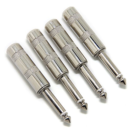 Cables 6.35MM TS Mono Male Plug Headphone Audio Connector for Speaker Cables, Patch Cables, Snakes-4 Pack