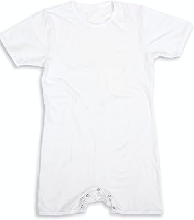 Snappy T Special Need Onesie for Adults with Alzheimer's, Dementia or Injury Recovery - Unisex Diaper Shirts - Adaptive Clothing for Incontinence - Snap Crotch Onesie (3XL, White)