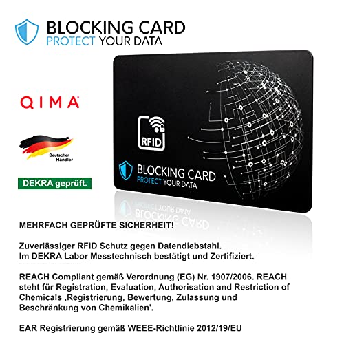 DEKRA geteste RFID-blokkerkaart, nieuwste E-Field storzendertechnologie, ter bescherming tegen gegevensdiefstal, extra dunne kaart met 0,8 mm voor elke portemonnee, kaartbescherming, NFC-bescherming, zwart, 1, Modern - Image 3