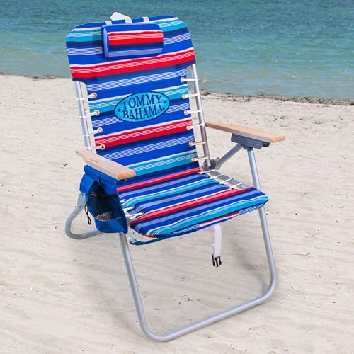 Image of Tommy Bahama Hi-Boy 17 inch Seat Height 4-Position Lace-Up Suspension Folding Beach Backpack Chair