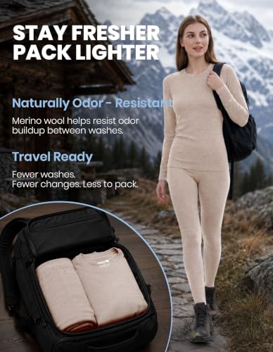 Image of Iguana Womens 100% Merino Wool Base Layer Set Active Thermals