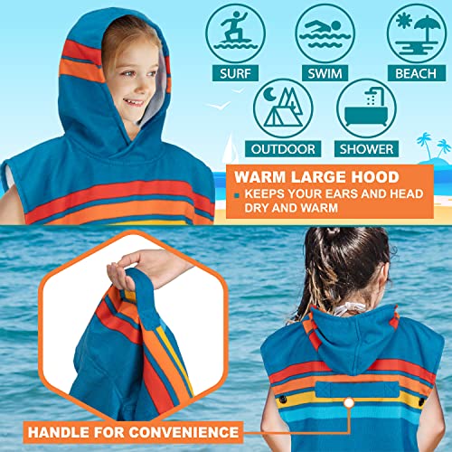 SUN CUBE Kids Changing Robe Surf Poncho, Kids Beach Towels, Hooded Towel for Toddler Bath Pool, Microfiber Quick Dry Wearable Towel Poncho with Hood, Swim Towel for Boys Girls 3-7 Years, Black4