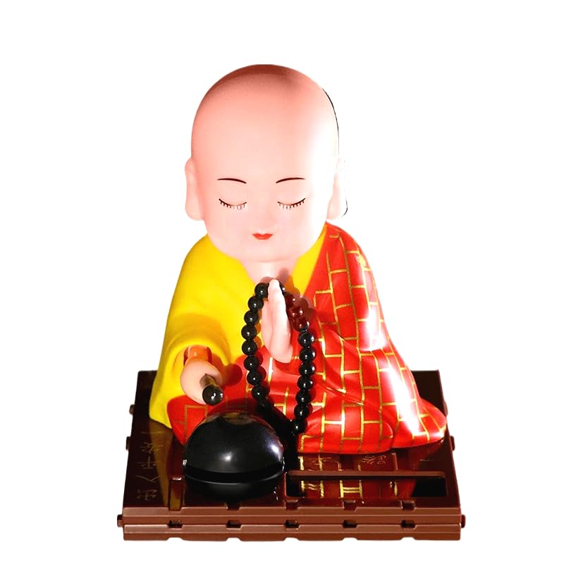Amazon.co.jp: 僧侶 置物 お坊さん彫像 置物 車内 装飾 ソーラー
