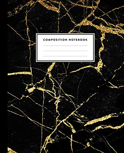 Composition Notebook: Cracked Black Marble and Gold Inlay, Journal for Girls, Kids, School, Students and Teachers (College Ruled 7.5 x 9.25, 100 pages) image 3