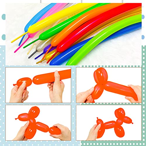 Image of Long Orange 260 Balloons Kit for Kids Party Decor, Bright Orange Long Balloons Twisting Animals Pack Thicken Latex for Halloween Orange Balloon Arch Party Decor.