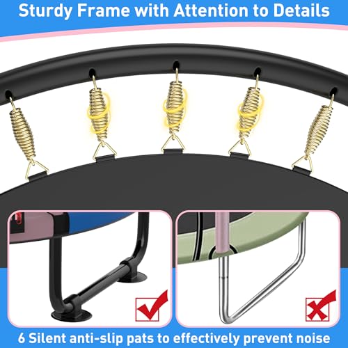 Trampoline for Kids 600LBS 4.5FT 5FT 5.5FT Toddler Indoor Outdoor with Safety Net, Swing, Adjustable Bar, 54'' 66'' Mini Small Trampoline with Basketball Hoop