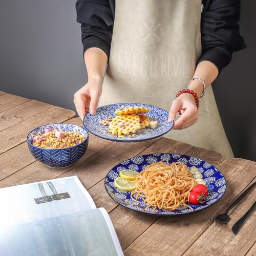 Selamica-Embossed-Dinnerware-Sets-12-Piece-Ceramic-Dishes-set-for-4-Kitchen-Plates-and-Bowls-Sets-Microwave-Dishwasher-Safe-Housewarming-Gift-Blue