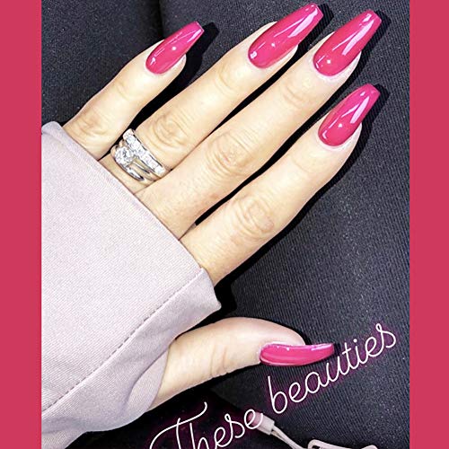 Press Glue on Nails for Women, DiscountOne Hot Rose Color Nail File Set Fake Nail Tips Kit, 24pcs