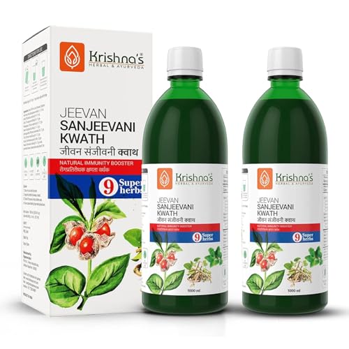 Image of Krishna's Jeevan Sanjeevani Kwath - 1000 ml | Enriched with Aloe Vera, Amla, Giloy, Tulsi, Ashwagandha, and 4 more herbs || Natural Immunity Booster - (Pack of 2)