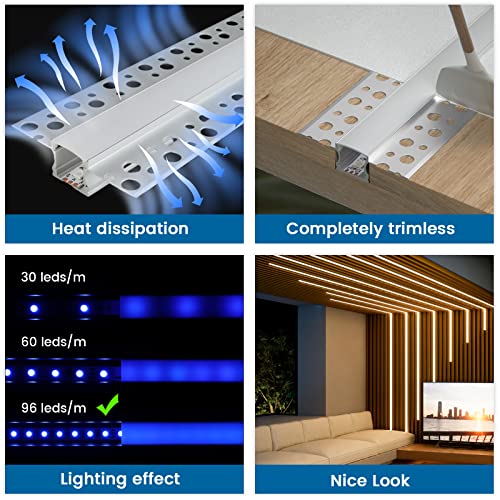 Muzata Canal LED empotrable 5 unidades 1M miniatura 3